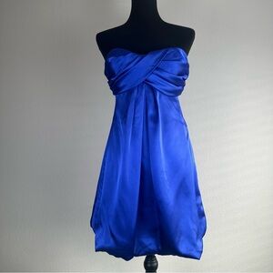 Jump Apparel Royal Blue Satin Bubble Hem Strapless Dress Size 3/4 Party Formal